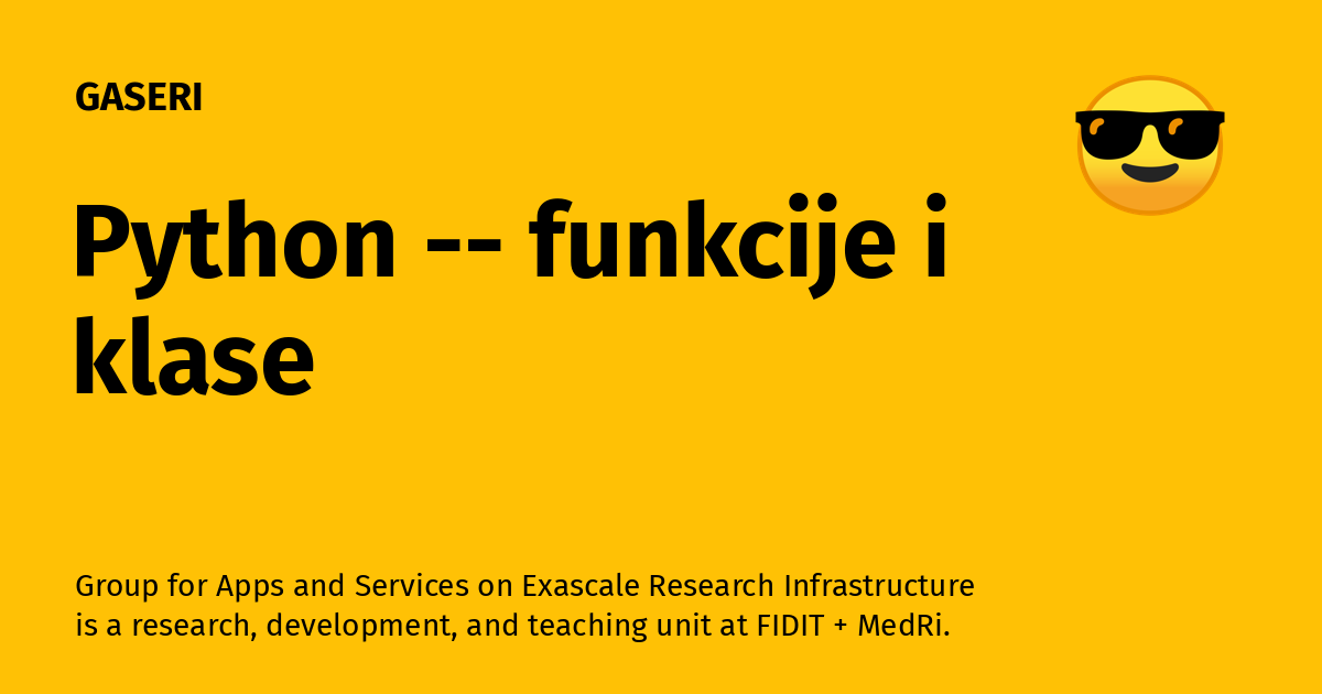Python -- funkcije i klase - GASERI