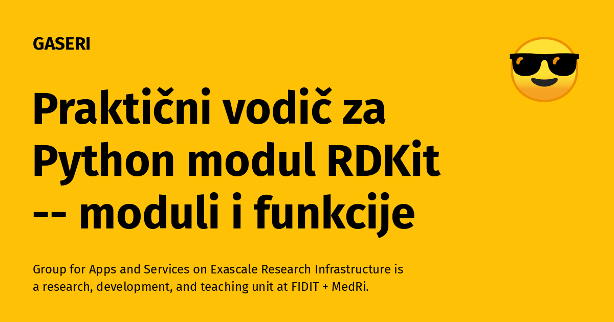 Praktični vodič za Python modul RDKit -- moduli i funkcije - GASERI